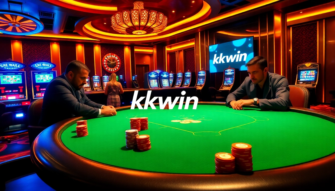 Experience high-stakes gaming with kkwin at a luxurious casino poker table filled with excitement.