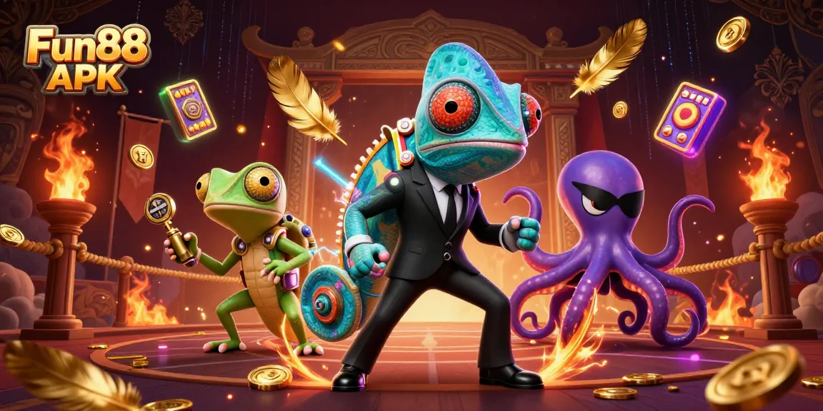 Experience thrilling action with the Fun88 APK in this vibrant 3D casino scene.