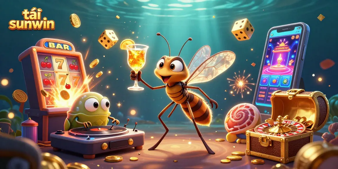 Tải sunwin and join the vibrant casino action with a dynamic game-themed illustration featuring engaging elements.