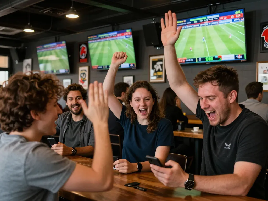 Watch live football results on the screen while betting on resultsfootball in a lively sports bar