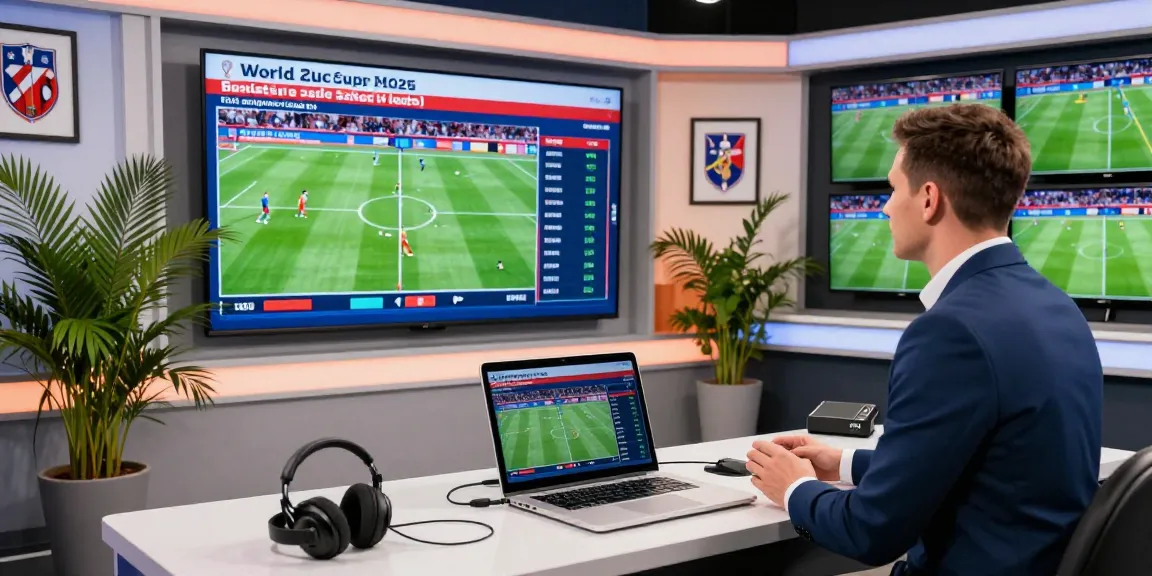 Bongdata football analysis in a studio with presenter discussing World Cup betting odds and stats