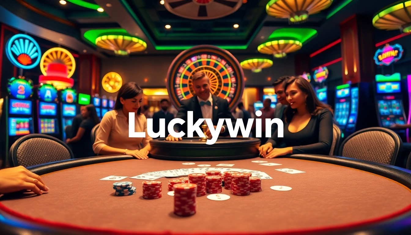 Luckywin players enjoying an exciting game night at a luxurious casino table.