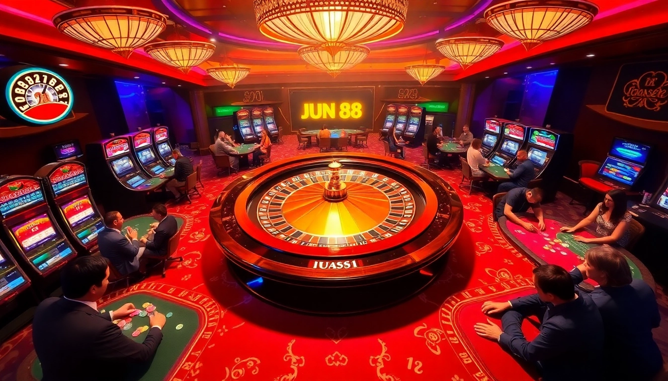 Experience the excitement of casino gaming at https://jun88pl.com/ with vibrant slot machines and roulette.