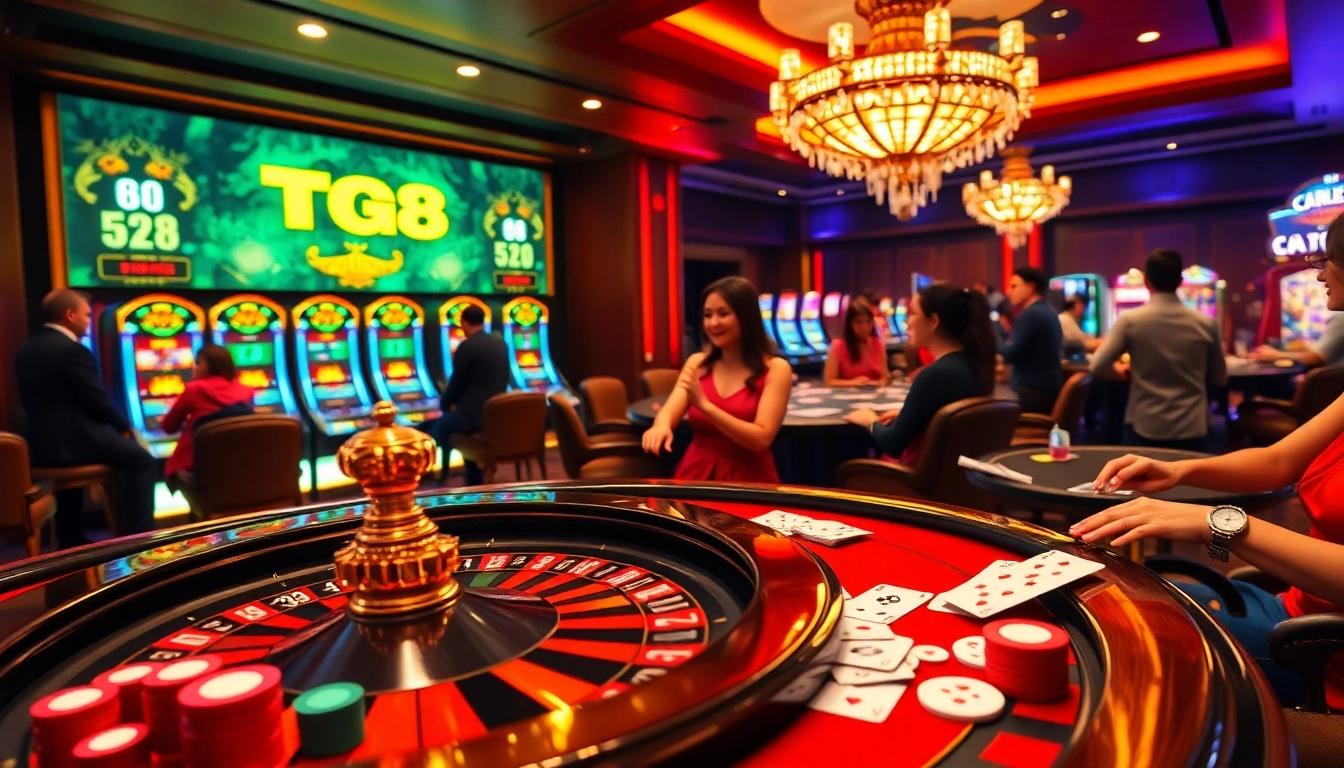 Experience the thrill of TG88 with vibrant casino gameplay featuring roulette and poker excitement.
