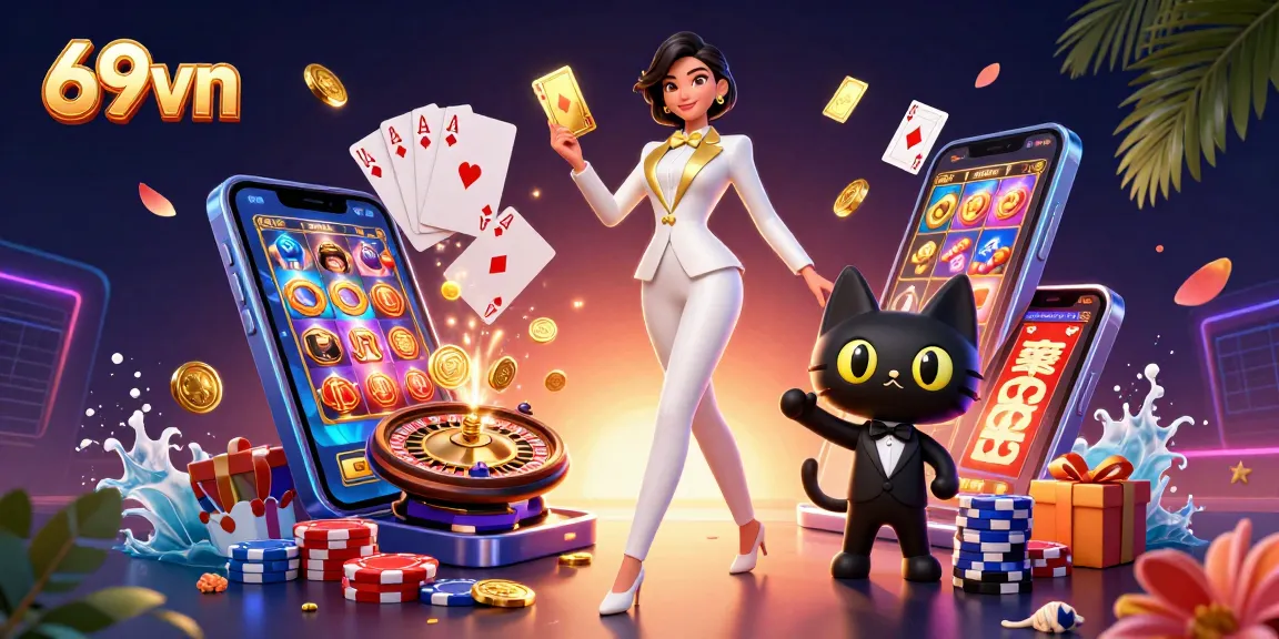 Experience the thrill of 69vn with vibrant casino games and immersive 3D illustrations.