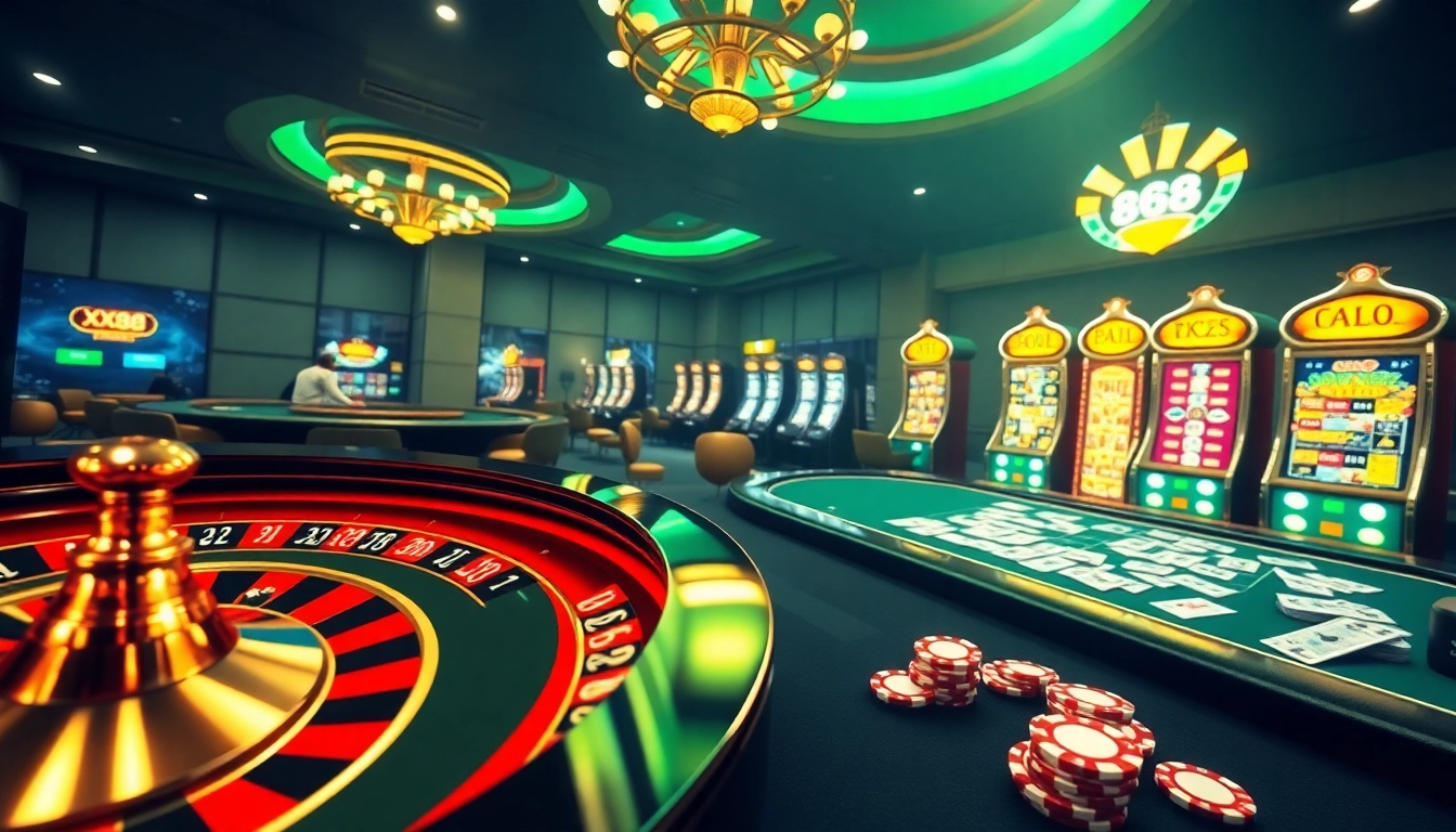 Experience the thrill of gambling at xx88 with a vibrant casino interface showcasing games and betting.