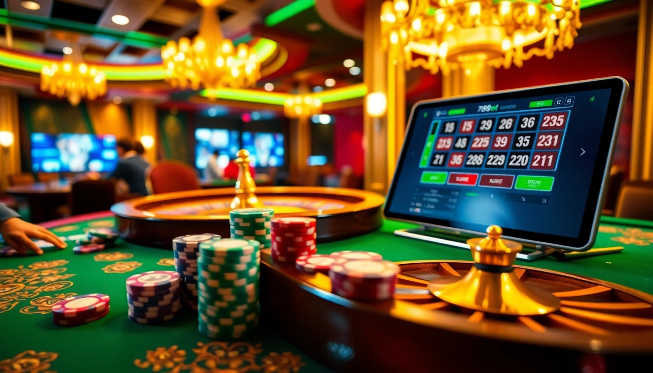 Exciting gameplay at 789bet casino with poker chips and cards laid on the table.