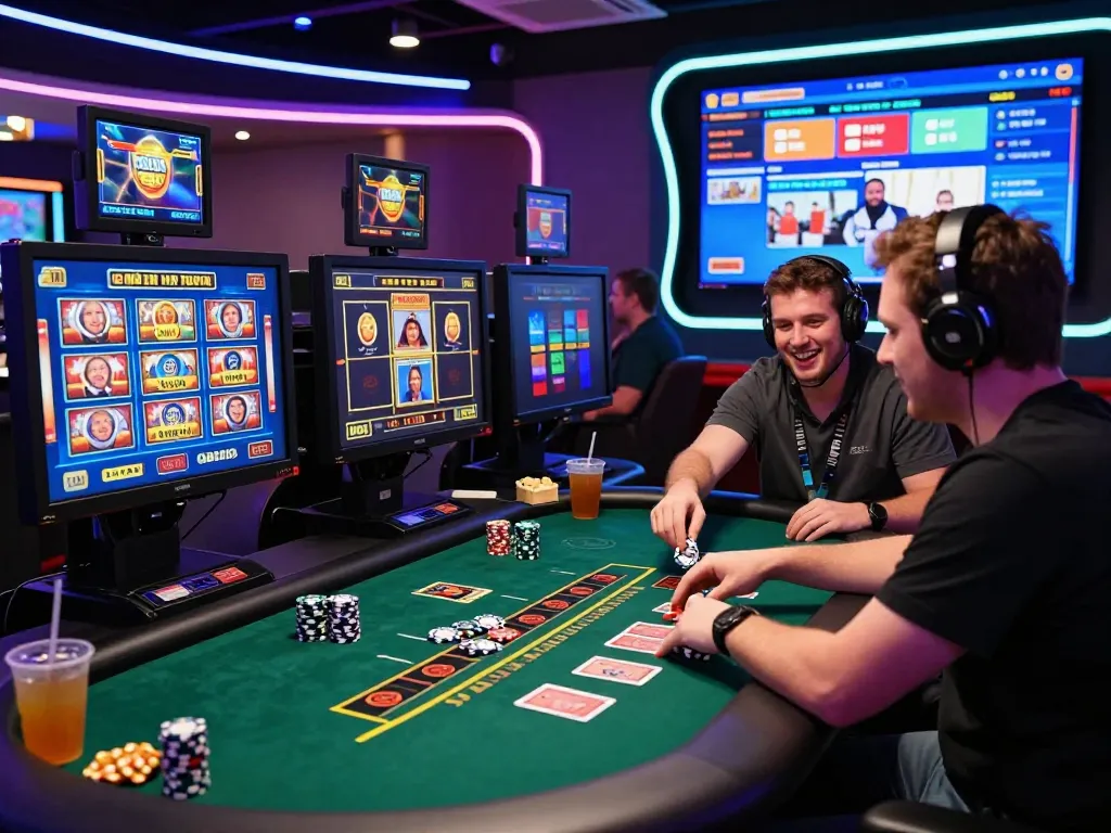 Player engaging at MM88 online casino table with vibrant lighting and gaming options