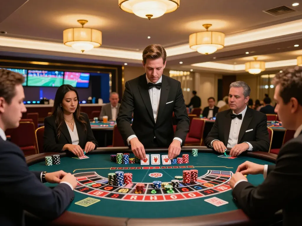 Rikvip players engaged at a live casino roulette table enjoying a thrilling gaming experience.