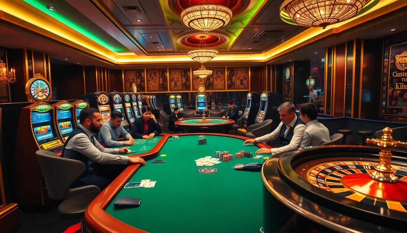 High-stakes gambling scene featuring 98wincom.blog at an elegant casino.