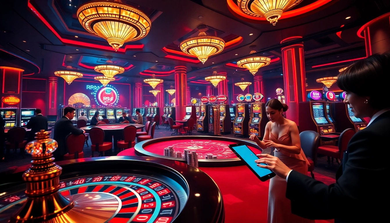 Experience the excitement of RR99 with vibrant casino tables and engaged players.