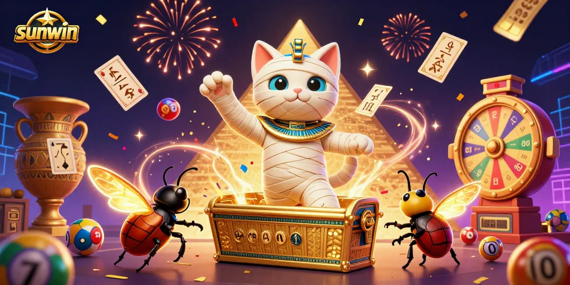 Experience sunwin's excitement with vibrant casino games featuring a mummy cat and dynamic elements.