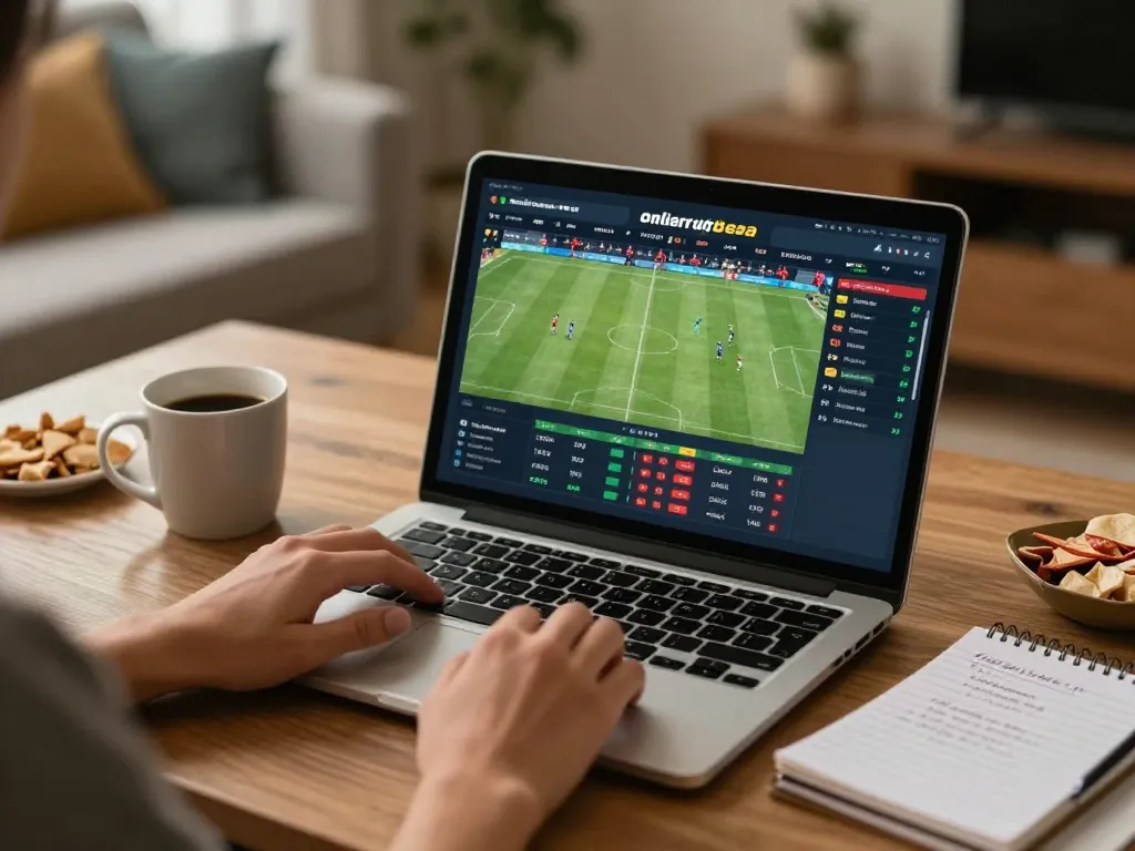 Engaging in online sports betting at home with ok365 screen showing live odds and bets.