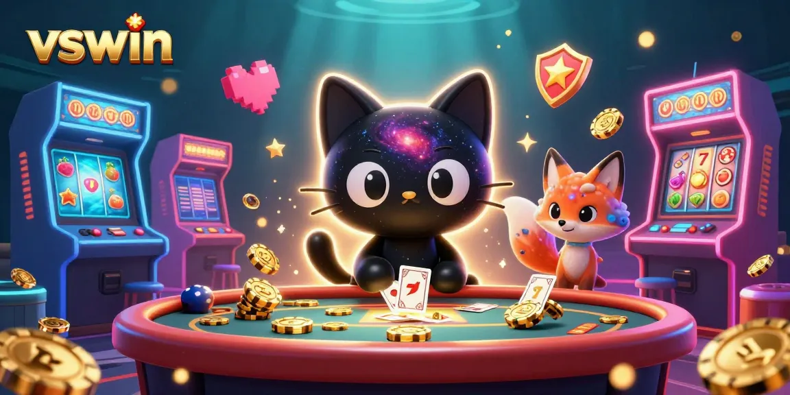 Engage in dynamic gameplay at vswin's cosmic casino, featuring colorful characters and gaming elements.