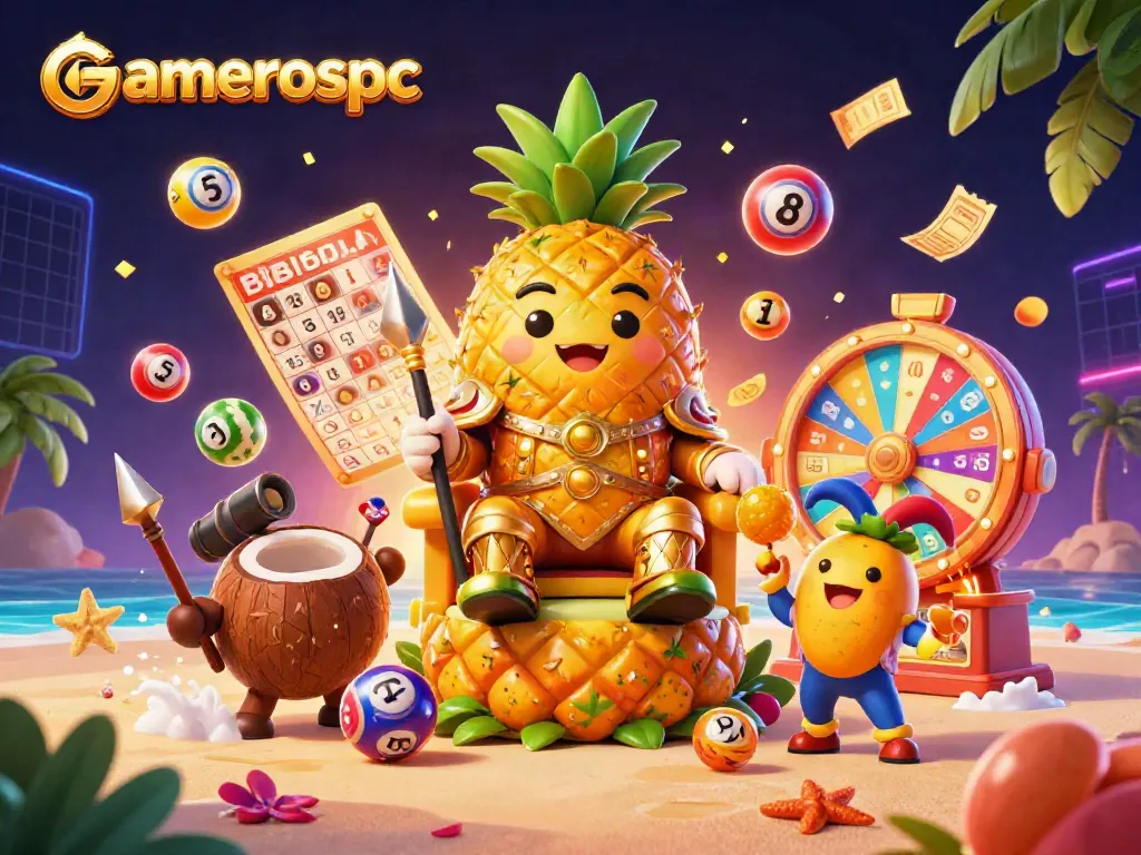 Experience the vibrant casino scene featuring the golden pineapple king and dynamic lottery elements at gamerospc.