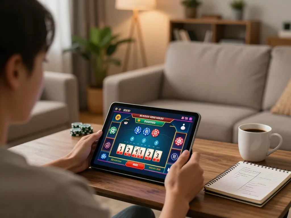 N188 player enjoying online gaming session with strategic notes and cozy setup