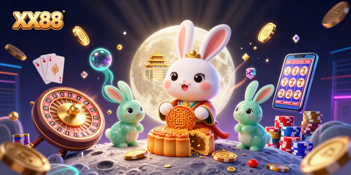 Engage in thrilling gameplay with XX88's vibrant moon rabbit casino scene featuring rich, dynamic elements.
