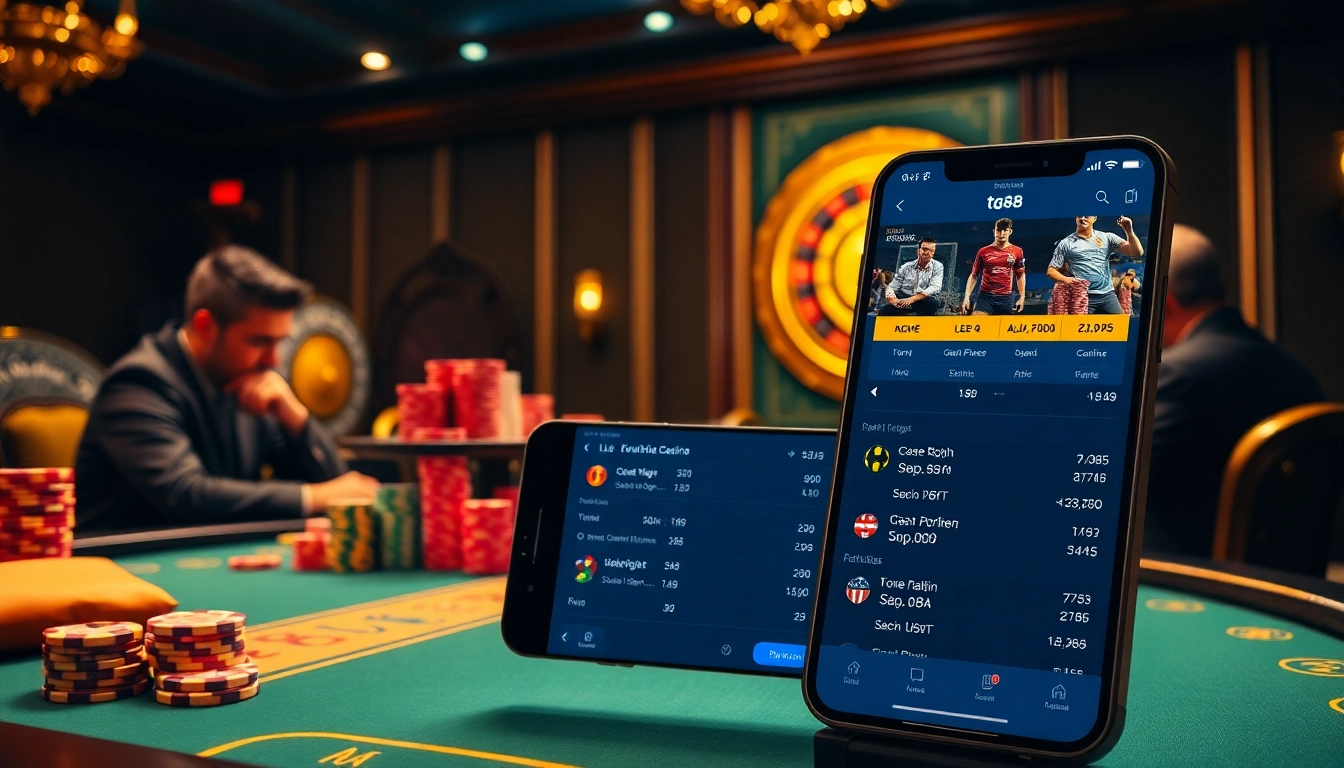 Experience the excitement of the tg88 app for online gambling at a luxurious casino table.
