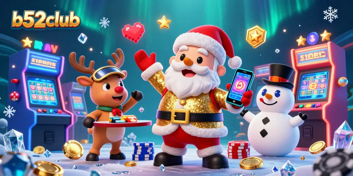 Spin to win at b52club with festive characters in an enchanting casino scene.