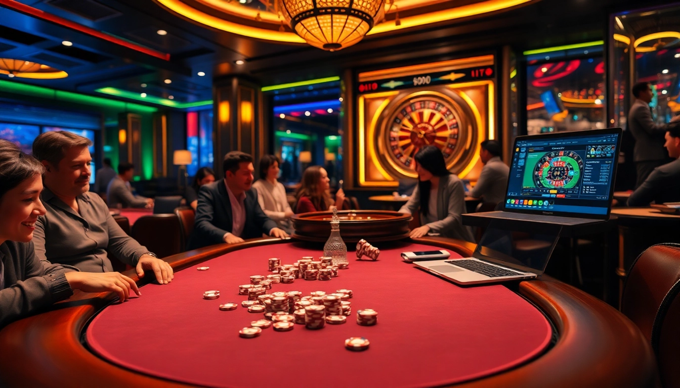 SODO CASINO players engaging in a thrilling poker game at a luxurious casino table.