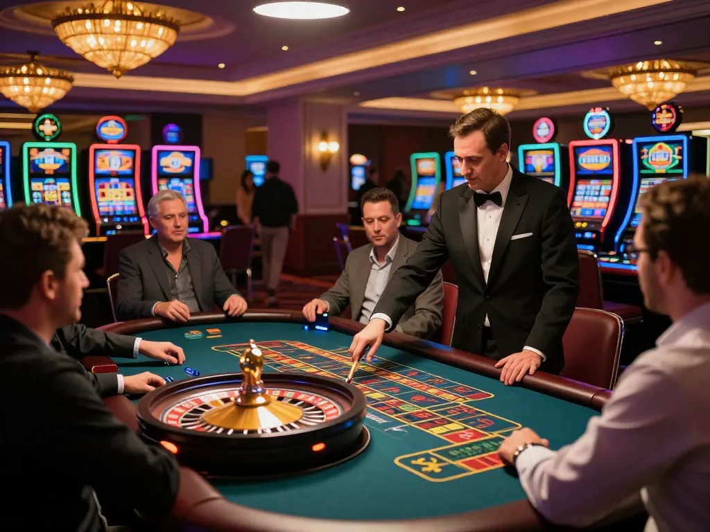 Players enjoying a roulette game at 8xbet casino, highlighting dynamic betting action and vibrant atmosphere.