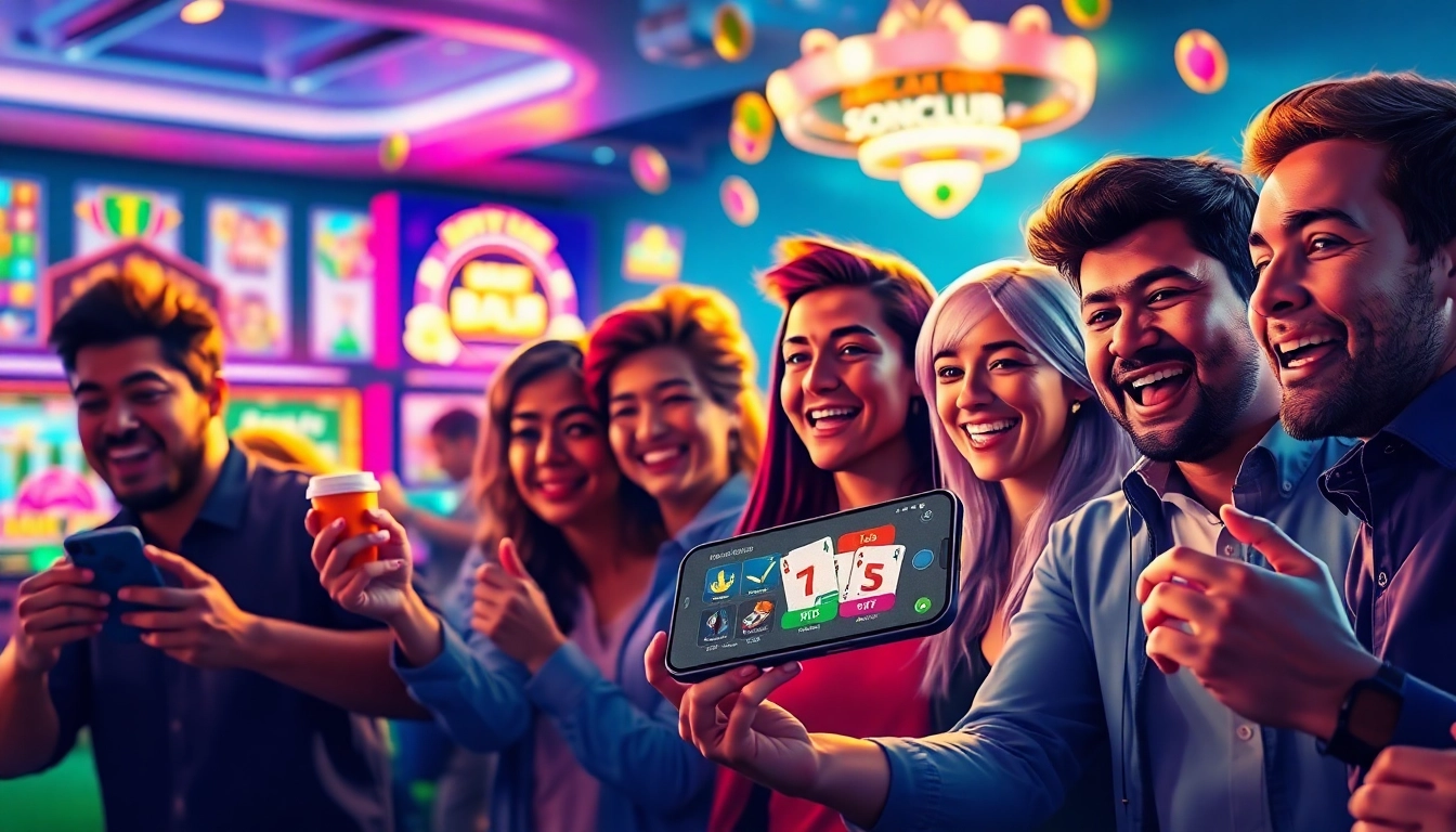 Tải Sonclub app for an immersive online gaming experience with diverse players enjoying vibrant games.