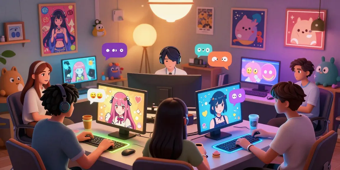 Engaging ecchi chat ai avatars in a vibrant virtual chat room setting showcasing dynamic conversations and playful expressions.