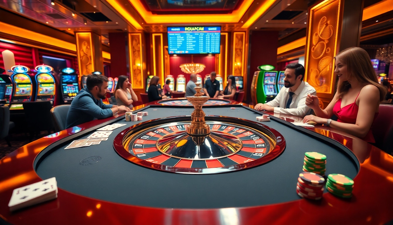 Excited players at a vibrant roulette table, showcasing the thrilling atmosphere of https://qq88.social/ casino games.