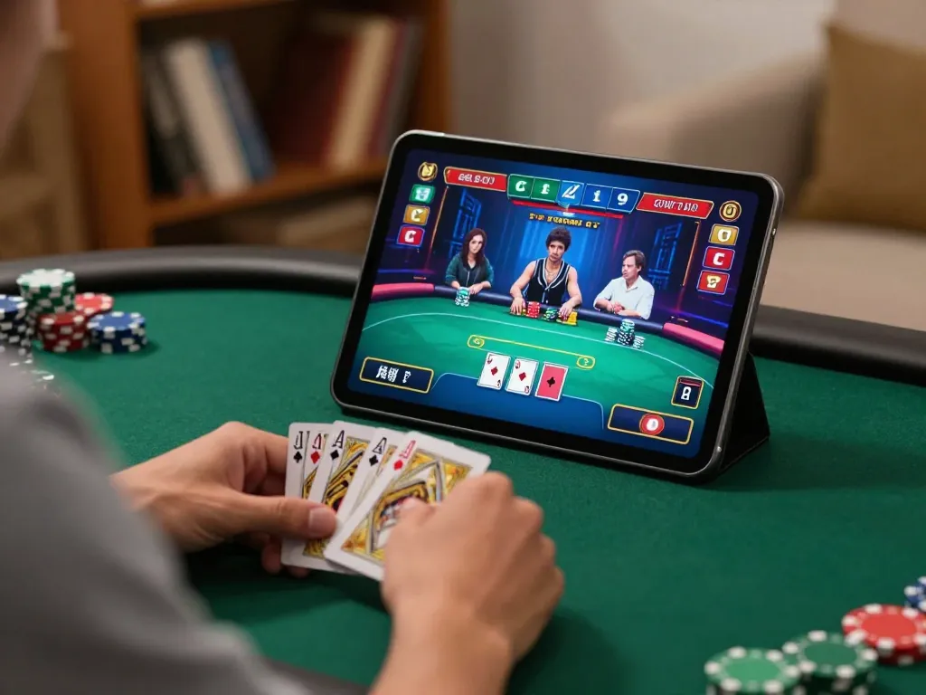 Player enjoying a virtual poker game on bl555 com, showcasing immersive graphics and strategic gameplay.