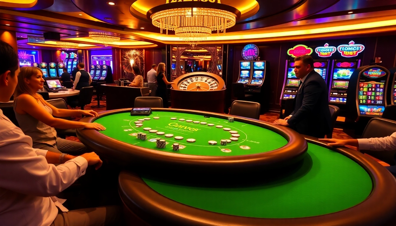 Engage in thrilling poker action at TV88, where excitement meets luxury in a vibrant casino atmosphere.
