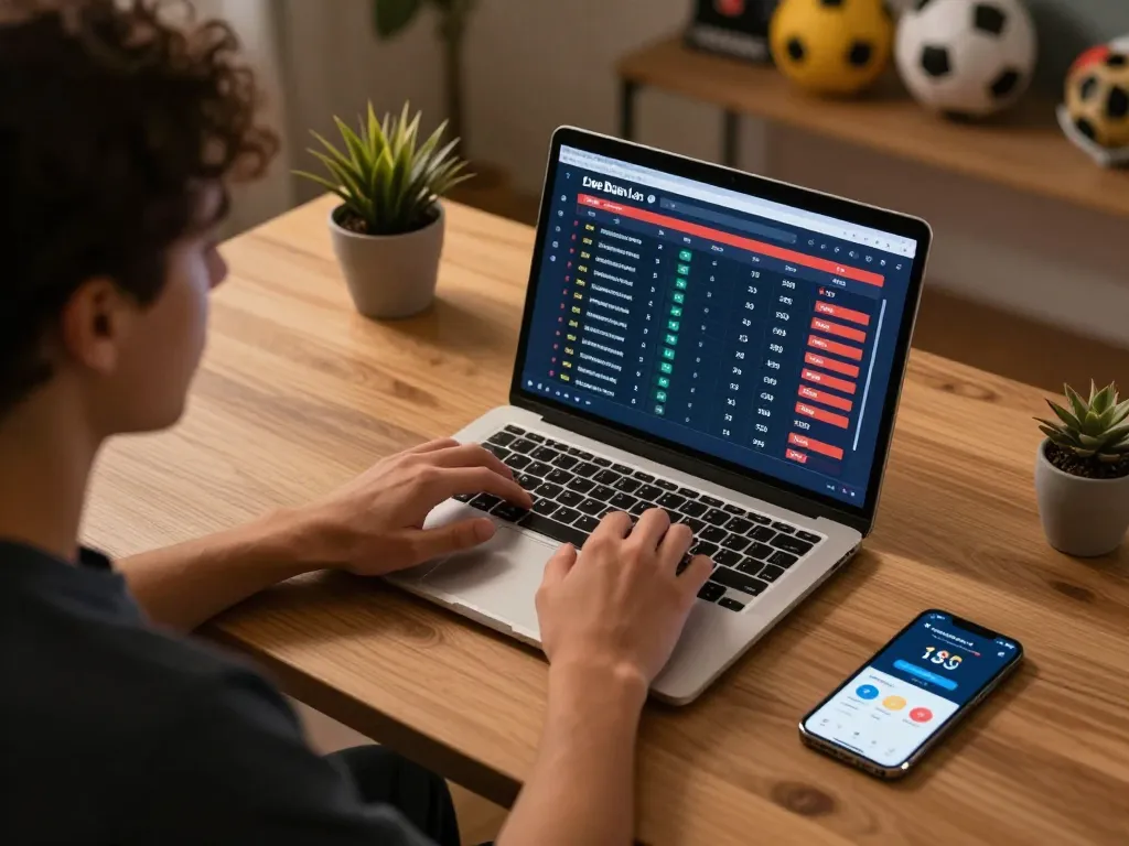 Engaging in live sports betting on fly88 with intense focus and excitement, showcasing a modern gaming setup