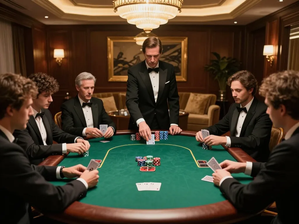 river4 poker game showcasing strategic betting in a luxurious high-roller room