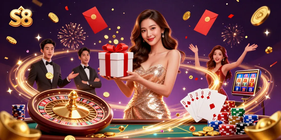 S8 offers exciting gaming vibes with a stunning Asian hostess celebrating Lunar New Year in a casino.