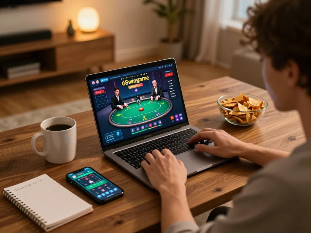 Engaging in 68wingame online poker while enjoying comfortable home ambiance