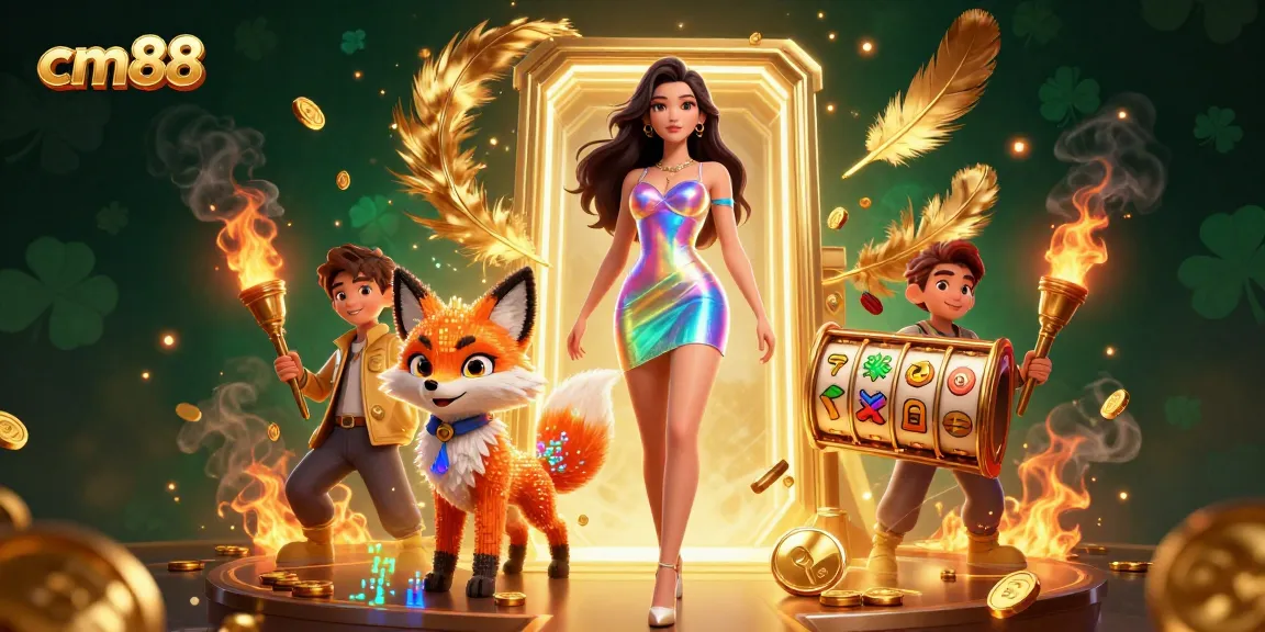 Win big with cm88 at the dynamic online casino featuring vibrant 3D characters and gaming elements.