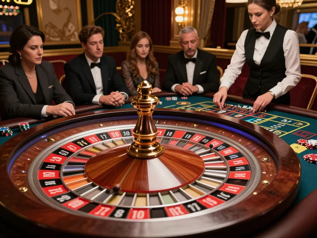 Engaged players at the 88คลับ roulette table with vibrant chips, showcasing dynamic casino excitement