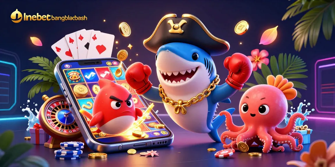 Join the gaming excitement at linebetbangladesh with a vibrant casino scene featuring animated characters and thrilling elements.