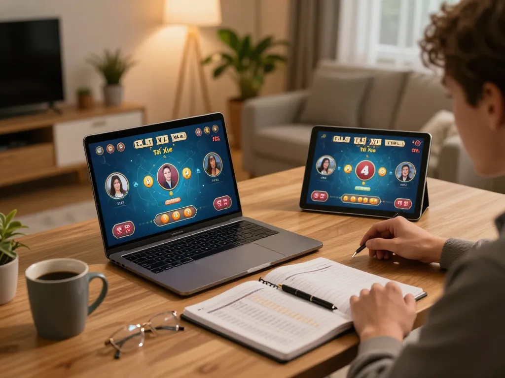 Player engaging with Tài Xỉu online at home, showcasing dynamic gameplay on taixiuonlinego