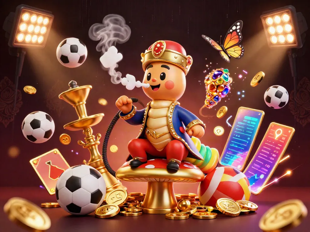 Experience the thrill of gambling with LLWIN in this vibrant 3D casino scene, showcasing sports balls and golden elements.