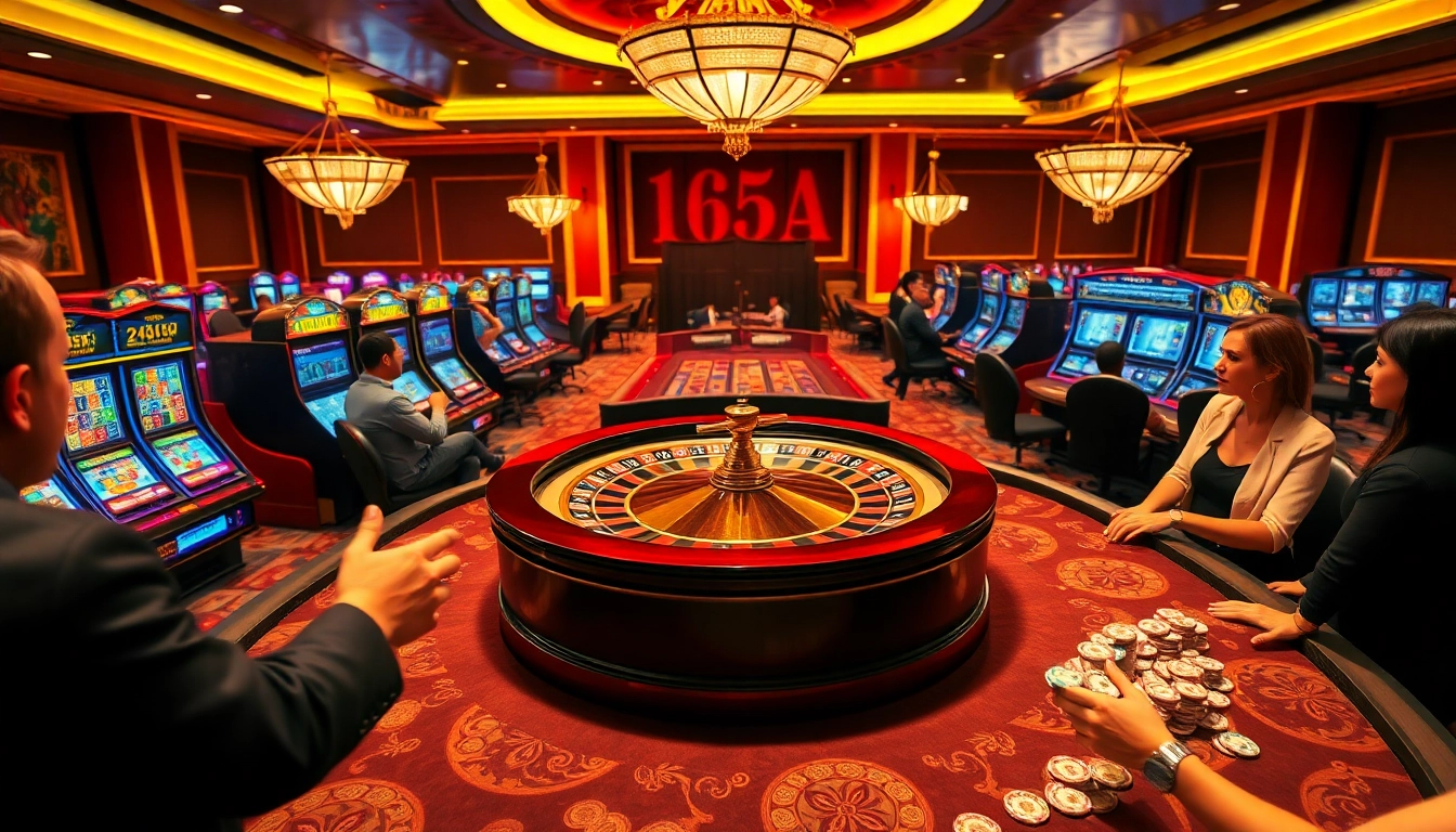 Exciting players enjoy the luxurious 65A online casino atmosphere with vibrant games and roulette.