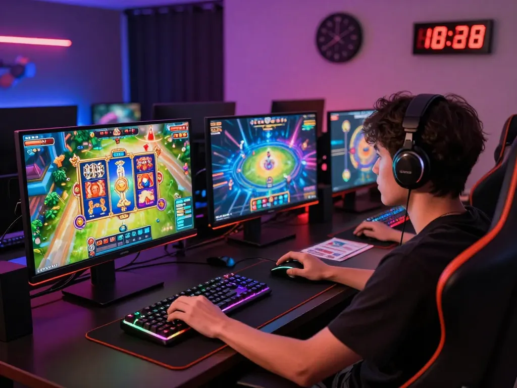 Engaging scene of a player enjoying Sunwin gaming experience, showcasing colorful graphics and modern setup.