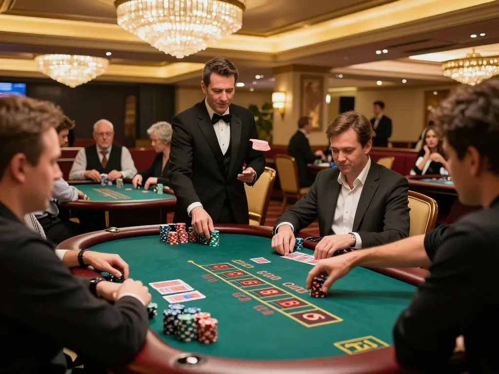 Engaged players at blackjack table strategizing their bets in a lively SC88 casino.