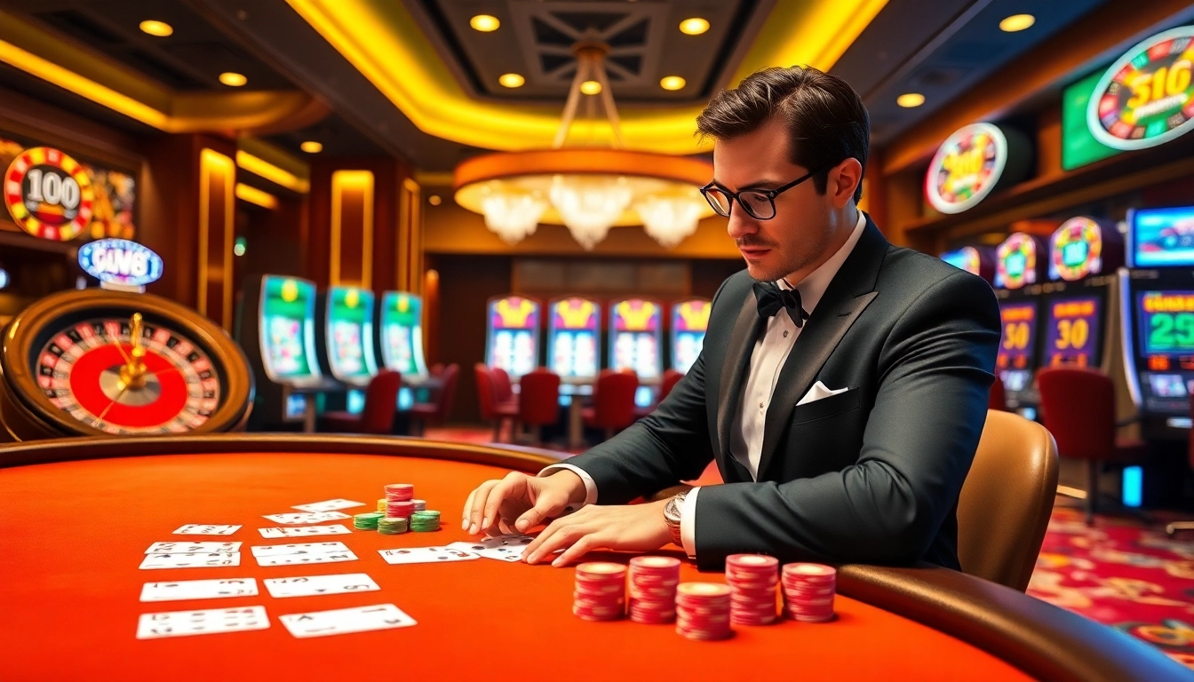 GIving a winning roll at the GO88 casino poker table with vibrant chips and cards.