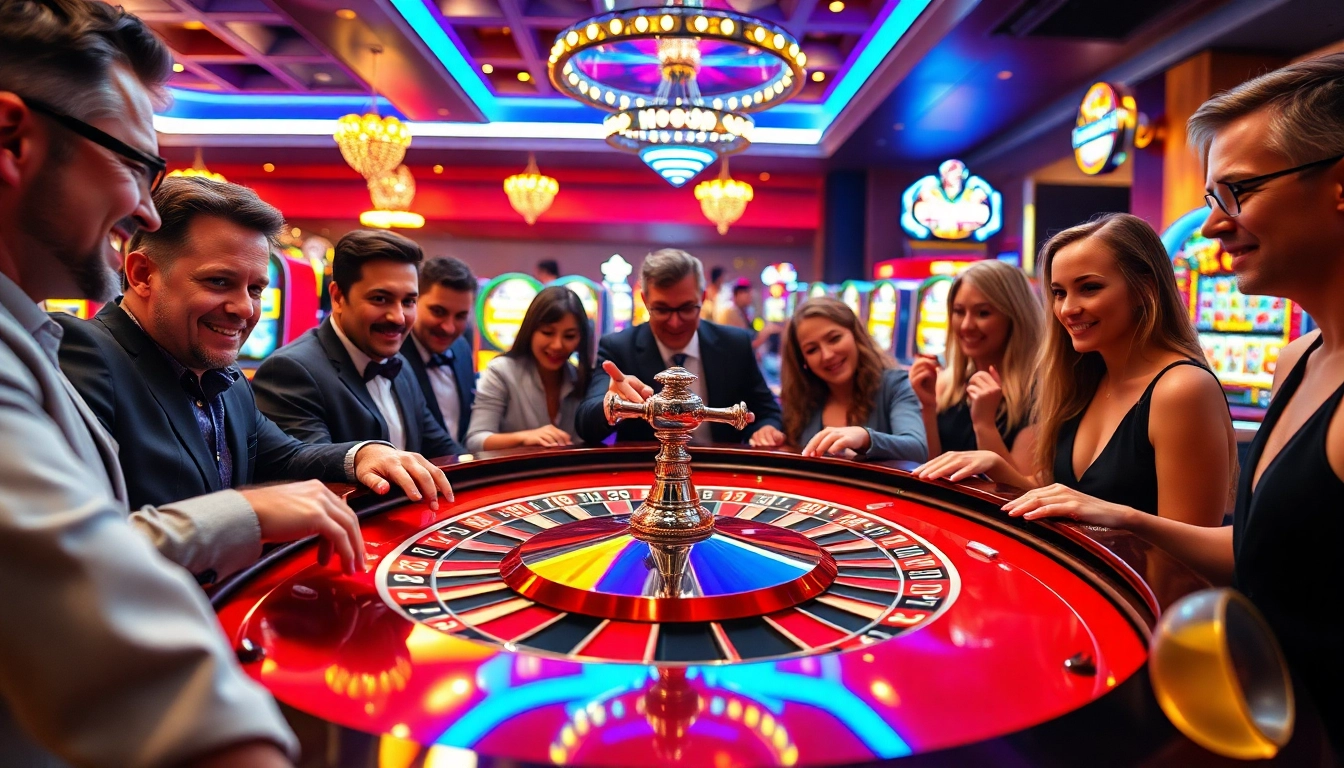 Players enjoying an exciting game at rr88 casino, highlighting a vibrant roulette table.