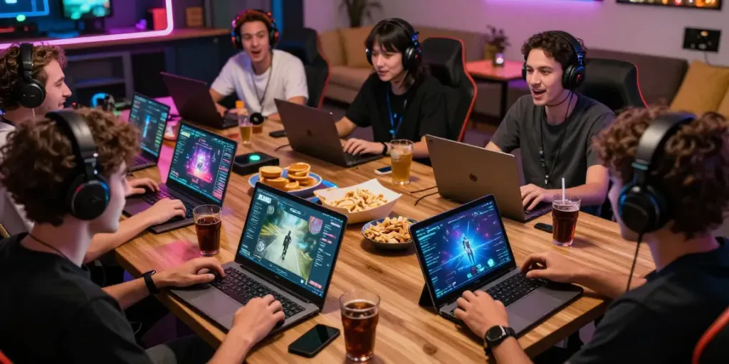 Players enjoying DA88 online gaming experience on multiple devices.