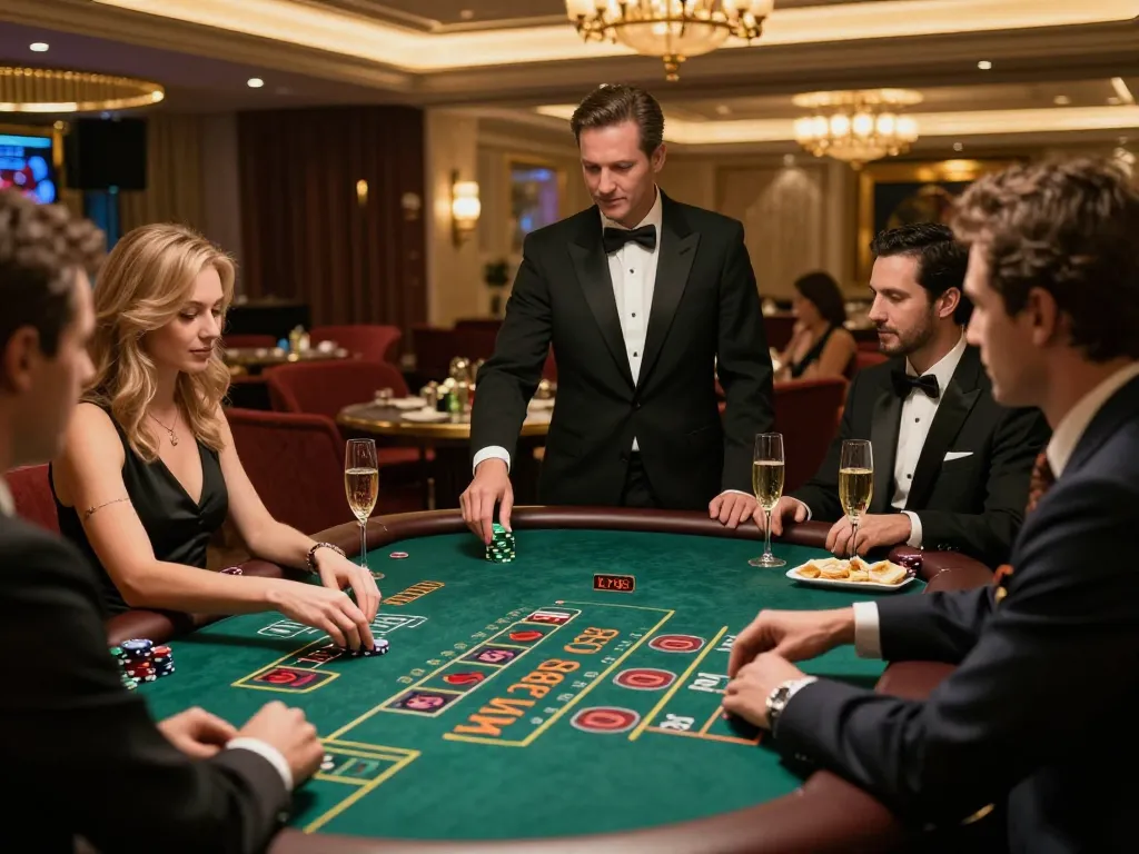 LV88 players enjoying an exciting blackjack game in a luxurious casino setting.