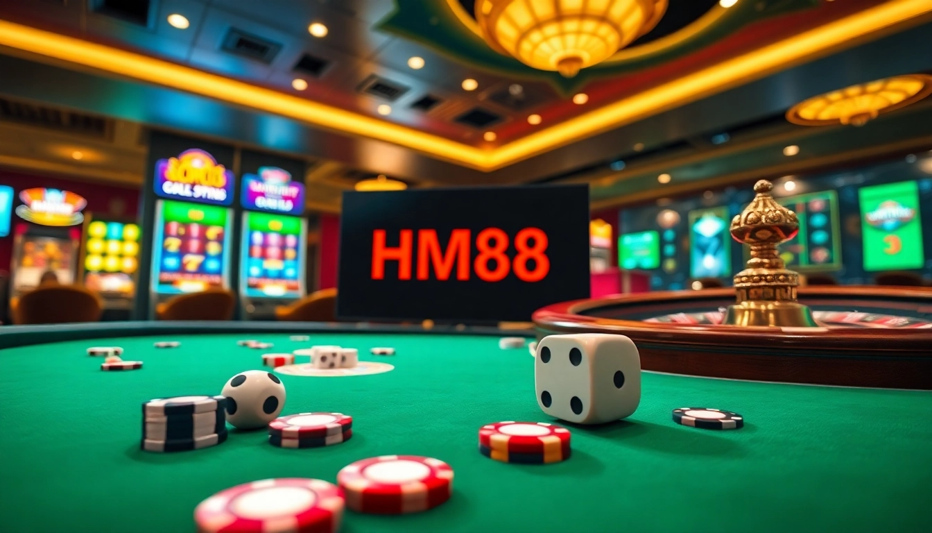 HM88 professional poker game showcasing strategic betting and vibrant casino chips in action