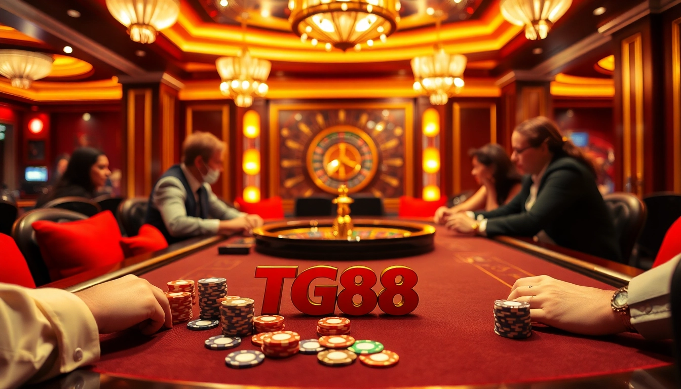 Experience thrilling moments at TG88 casino with vibrant poker and roulette action.