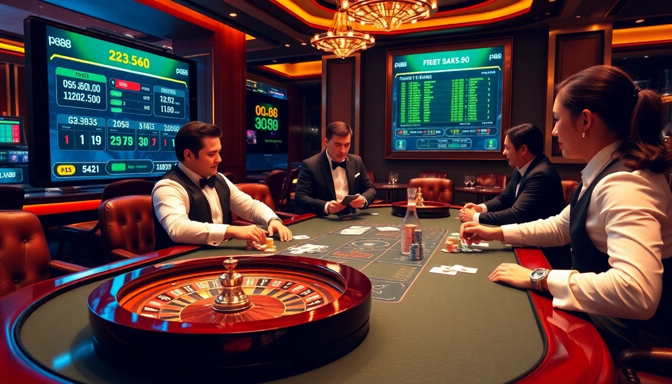 Engaging players at pg88 unleash excitement at a luxurious casino table.