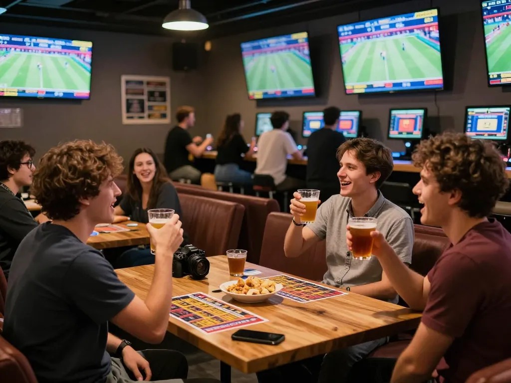 Fans engaging in sports betting at xx88 with lively atmosphere and live game displays